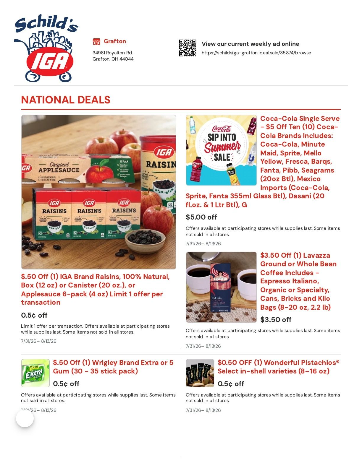 Schild's IGA Ohio Weekly Ad July 31 - August 13, 2026