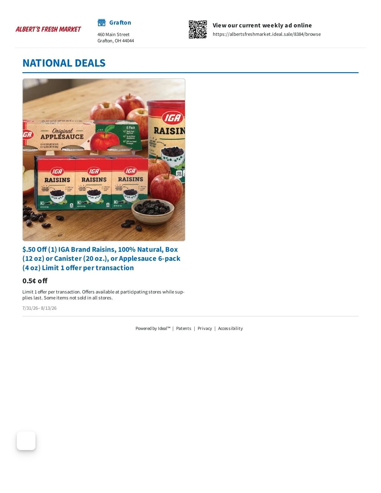 Alberts Fresh Market Weekly Ad July 31 - August 13, 2026