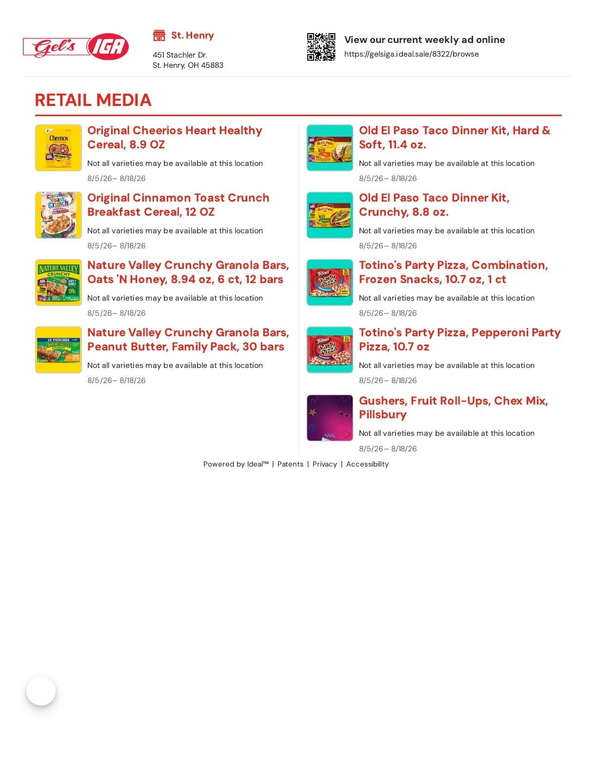 Gel's IGA Weekly Ad August 5 - 18, 2026