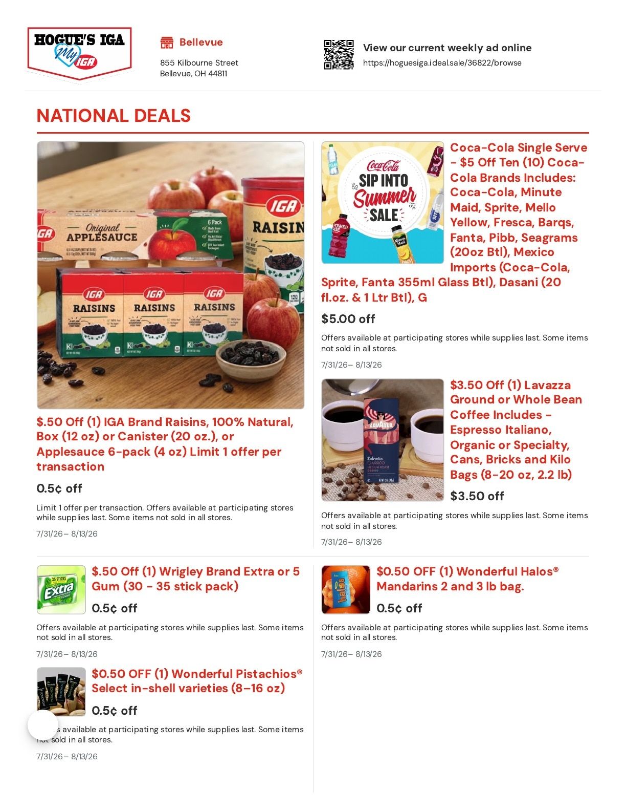 Hogue's IGA Weekly Ad July 31 - August 13, 2026