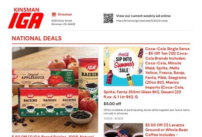 Kinsman IGA Weekly Ad July 31 - August 13, 2026