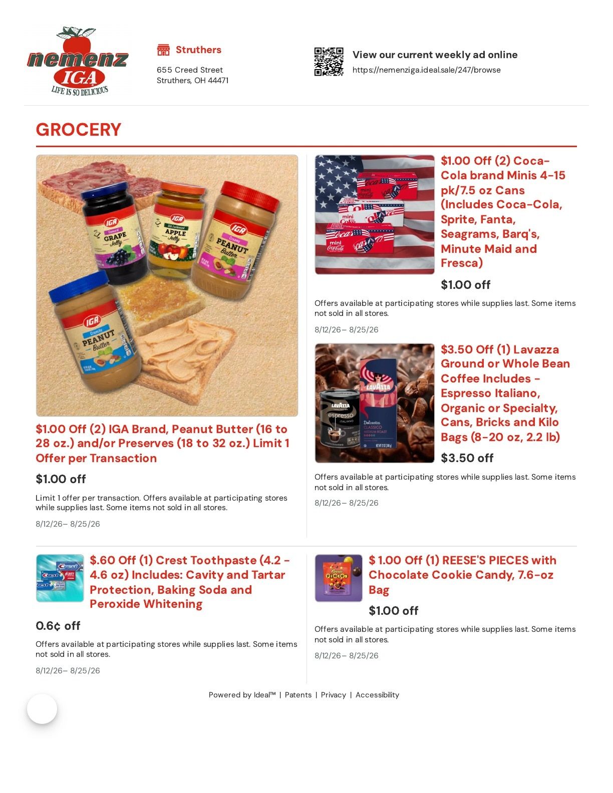 Nemenz IGA Weekly Ad August 12 - 25, 2026