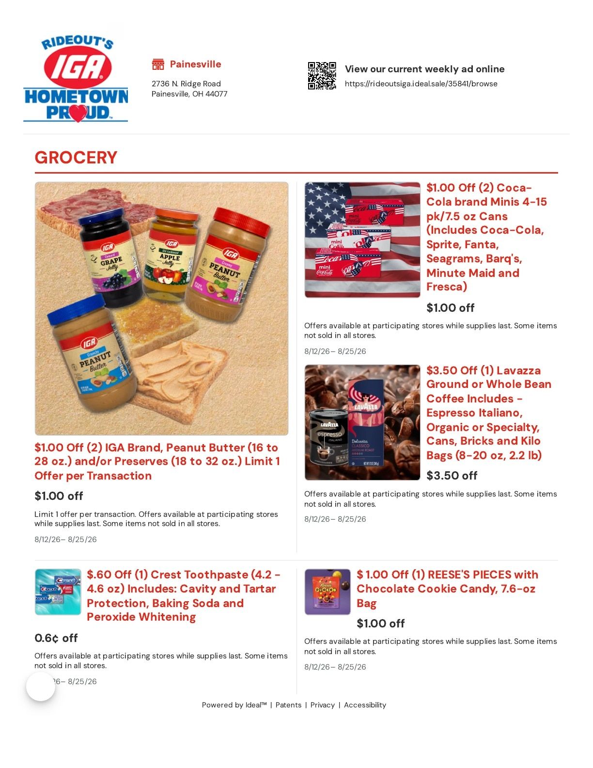 Rideout's IGA Weekly Ad August 12 - 25, 2026
