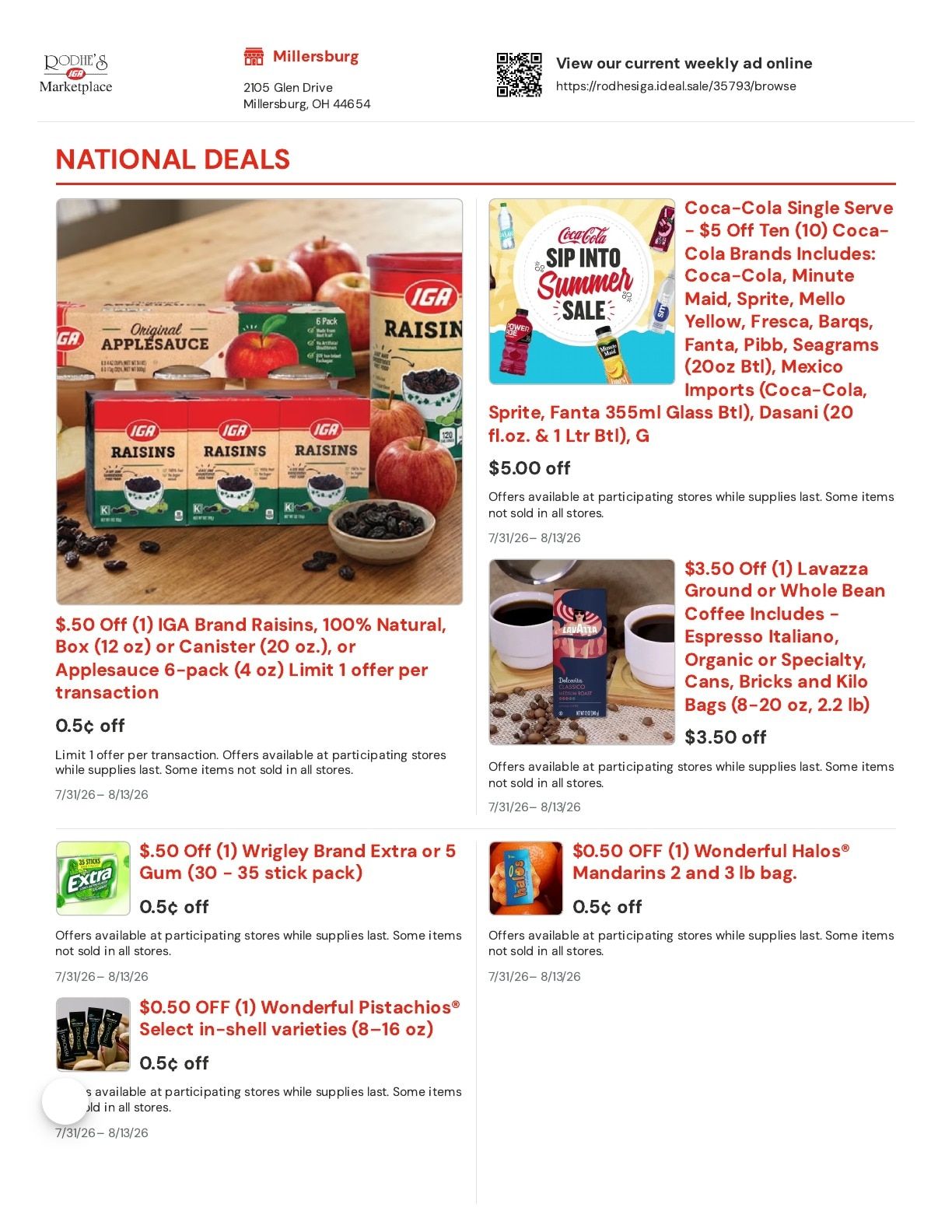 Rodhe's IGA Marketplace Weekly Ad July 31 - August 13, 2026