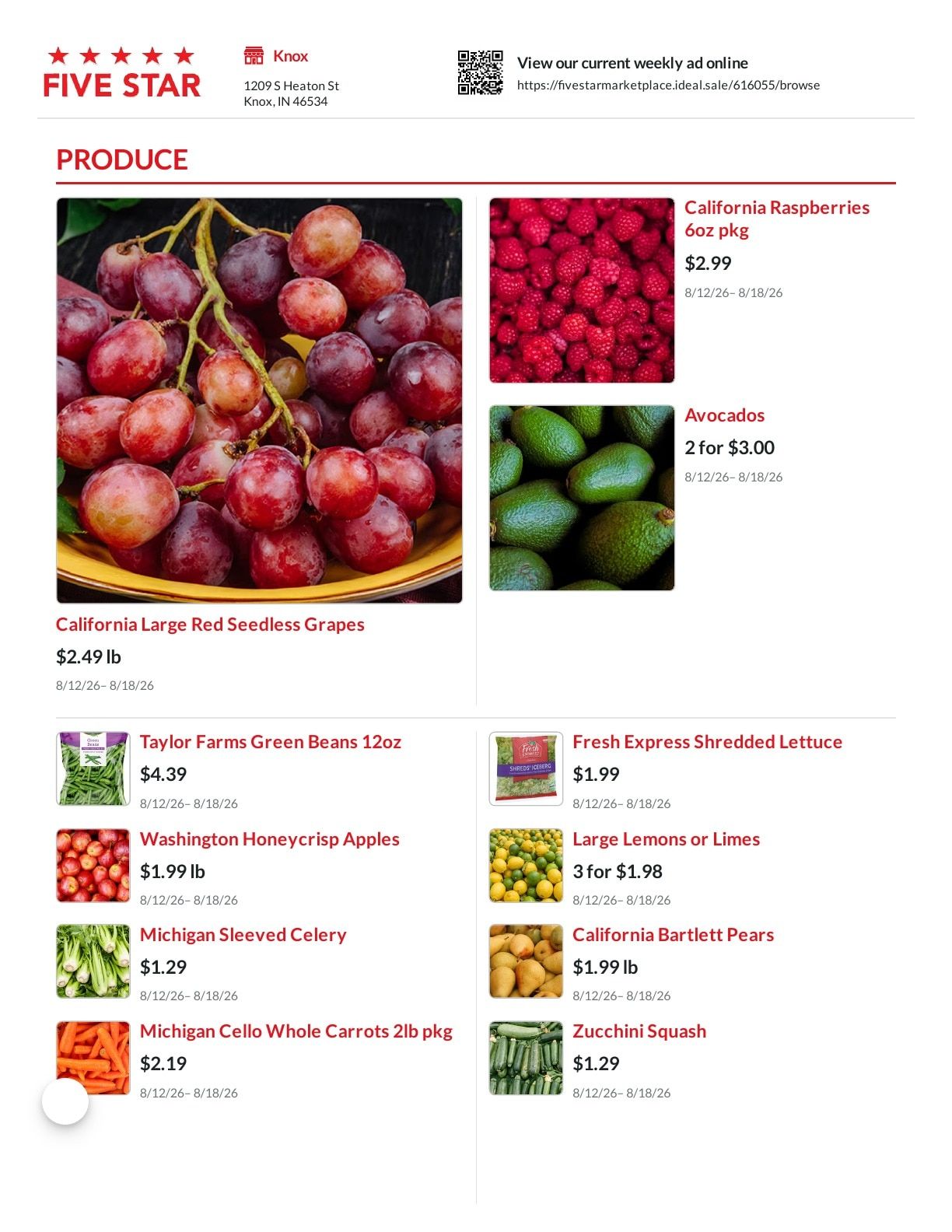 Five Star Marketplace Weekly Ad August 12 - 18, 2026