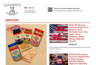 Albright's One Stop Weekly Ad August 12 - 25, 2026