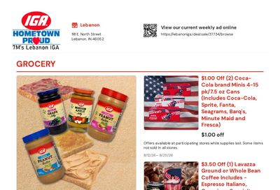 Lebanon IGA Indiana Weekly Ad August 12 - 25, 2026