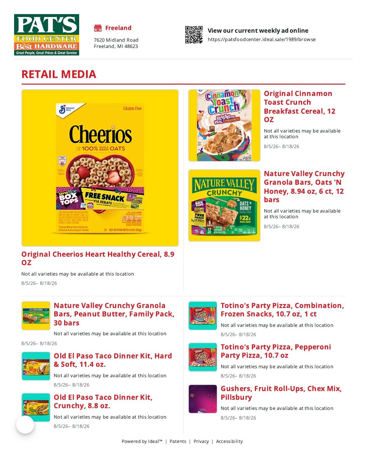 Pat's Food Center Weekly Ad August 5 - 18, 2026