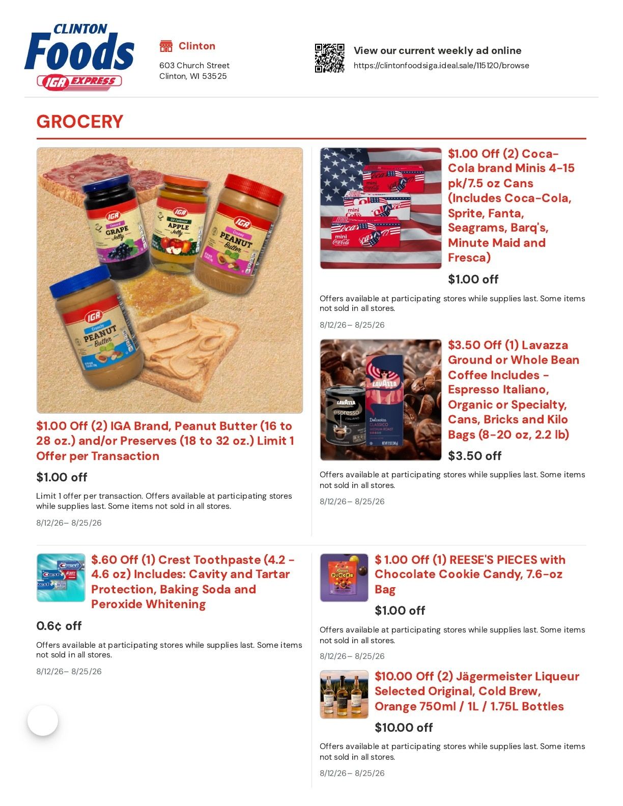 Clinton Foods IGA Weekly Ad August 12 - 25, 2026