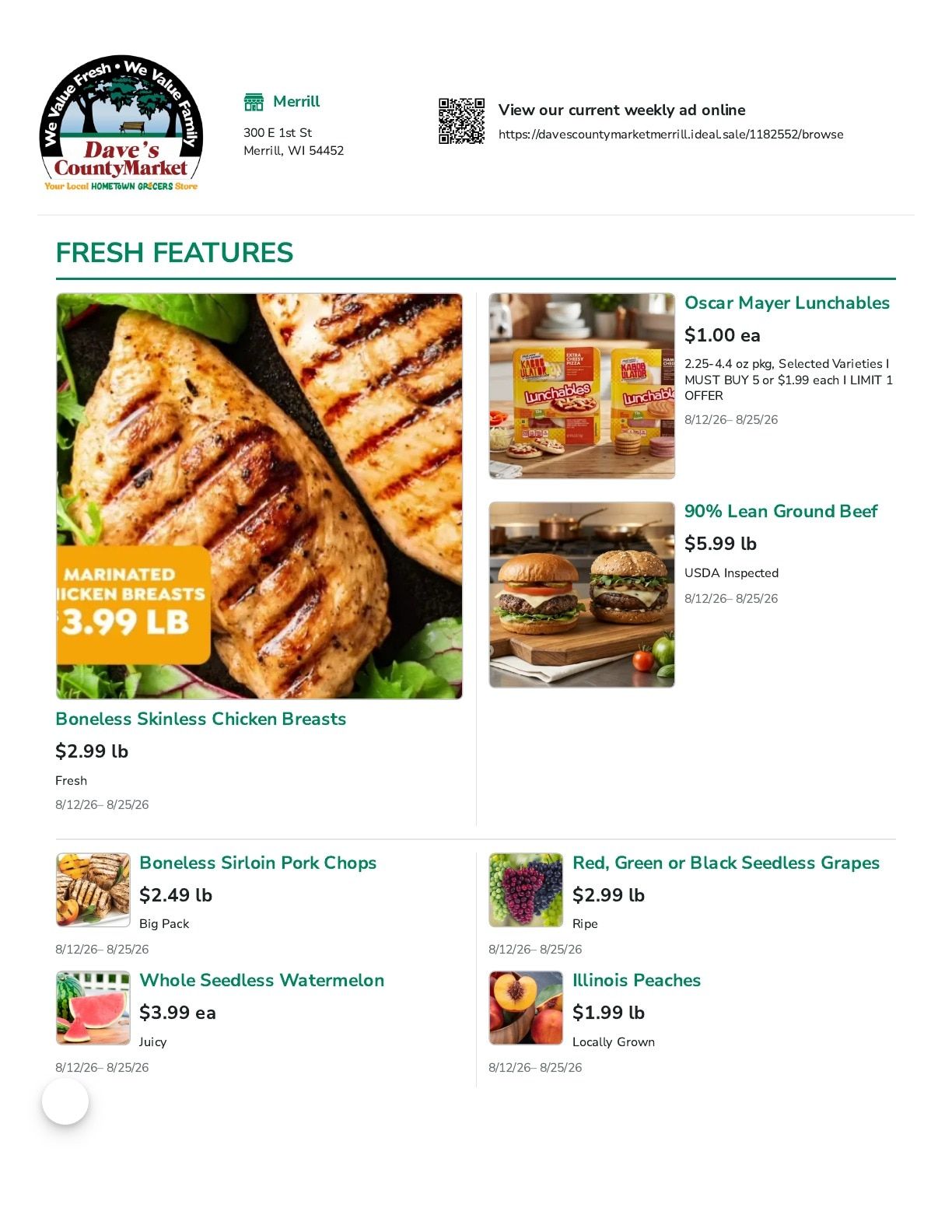 Dave's County Market Merrill Weekly Ad August 12 - 25, 2026