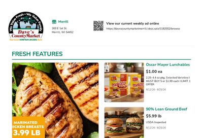 Dave's County Market Merrill Weekly Ad August 12 - 25, 2026