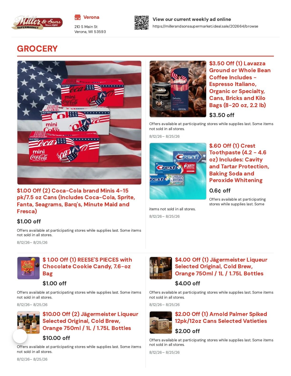 Miller & Sons Supermarket Weekly Ad August 12 - 25, 2026