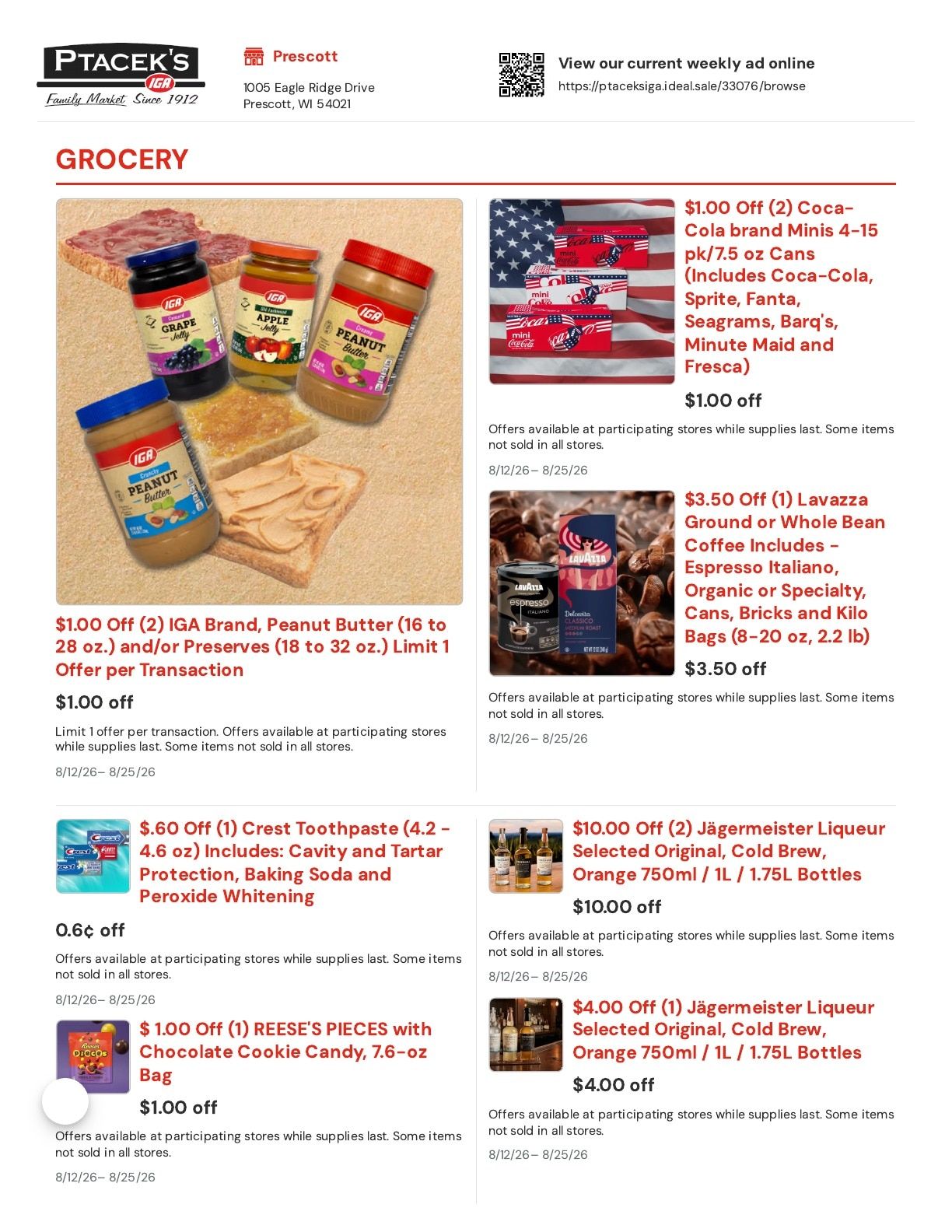 Ptacek's IGA Weekly Ad August 12 - 25, 2026