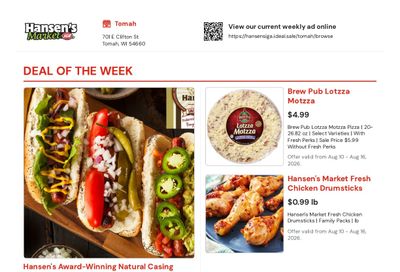 Hansen's IGA Wisconsin (Tomah, WI) Weekly Ad August 10 - 16, 2026