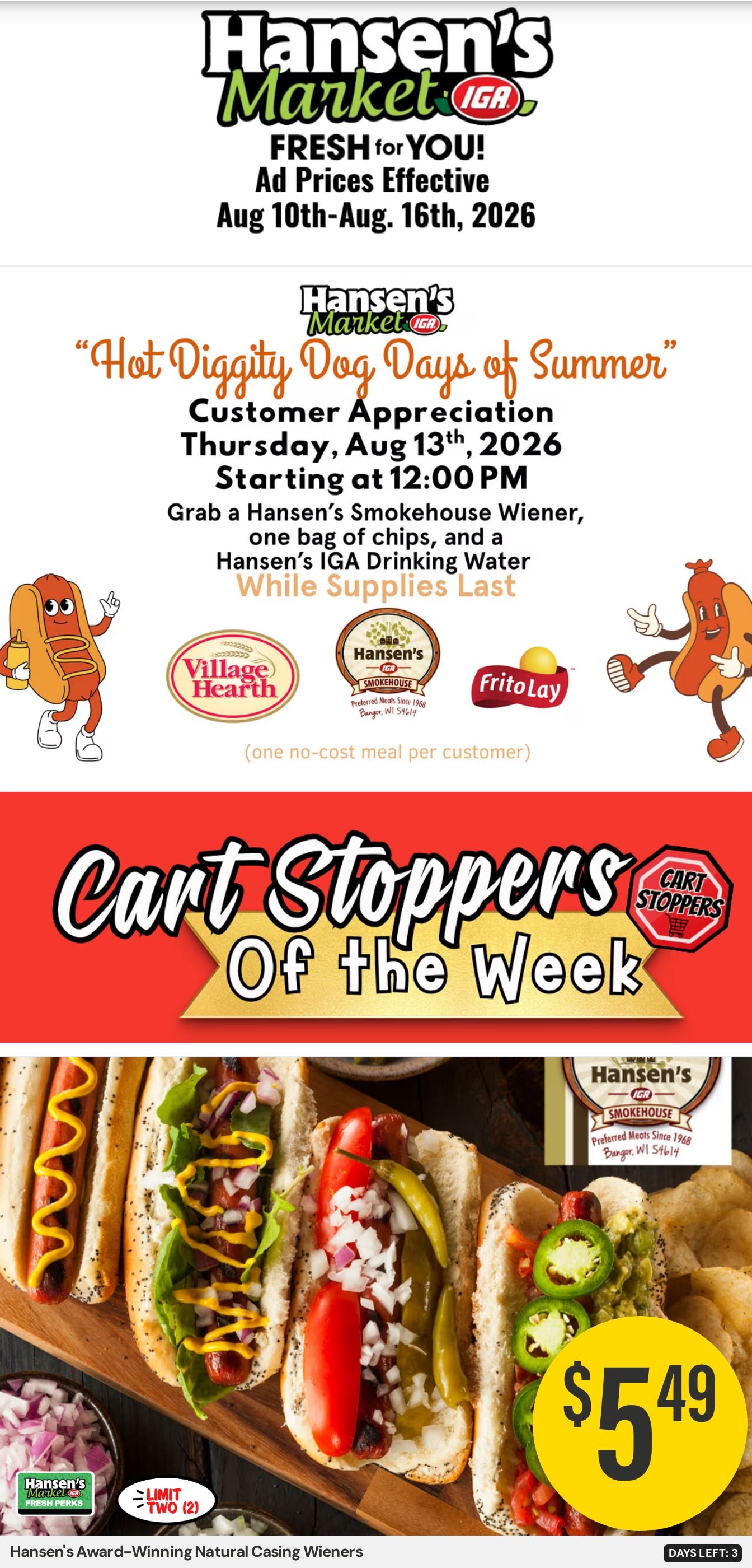 Hansen's IGA Wisconsin (Washburn, WI) Weekly Ad August 10 - 16, 2026