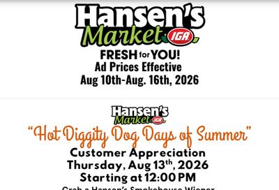 Hansen's IGA Wisconsin (West Salem, WI) Weekly Ad August 10 - 16, 2026