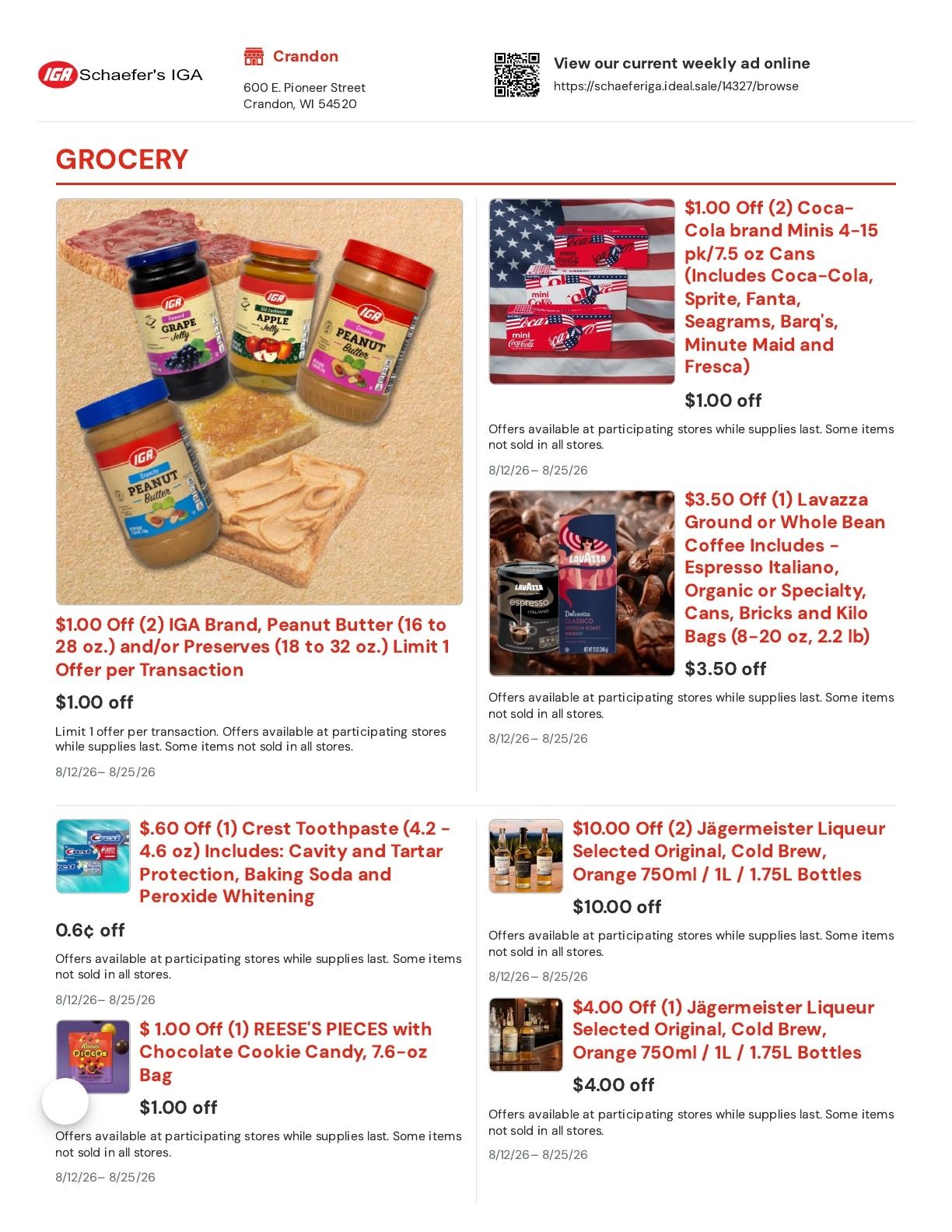 Schaefer's IGA Weekly Ad August 12 - 25, 2026