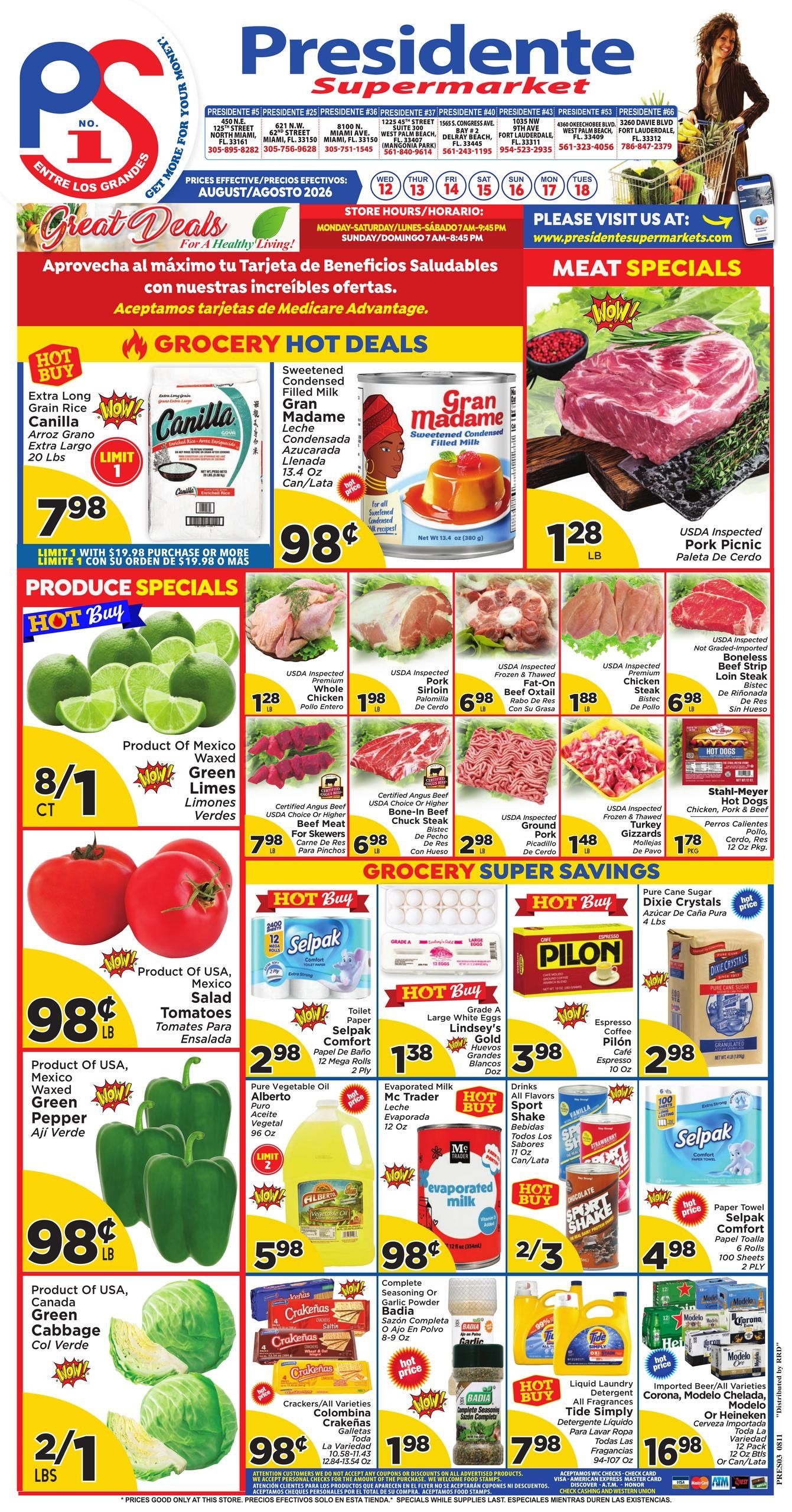 Presidente Supermarkets (Pembroke Pines–Coral Springs Area, FL) Weekly Ad August 12 - 18, 2026