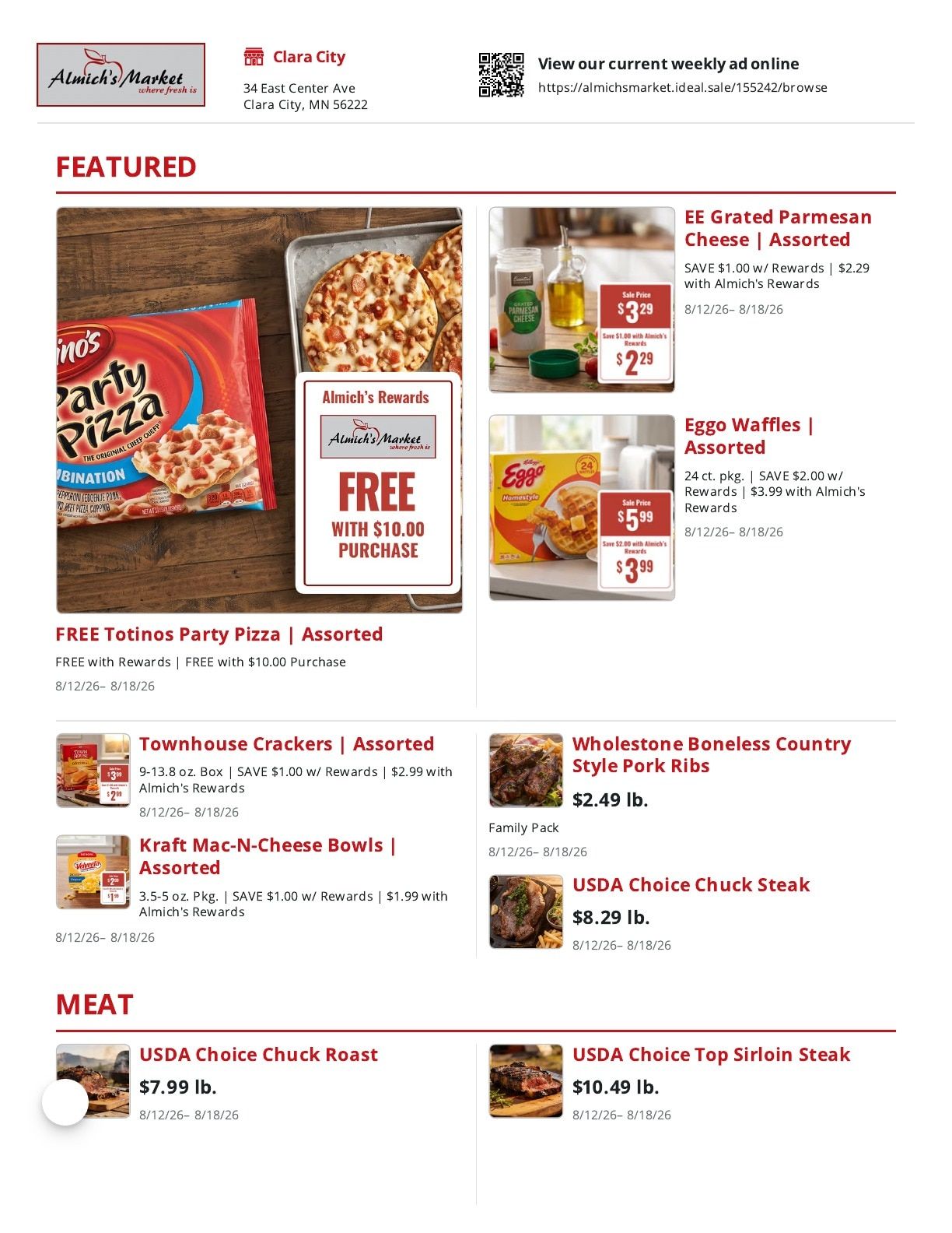 Almich's Market (Clara City, MN) Weekly Ad August 12 - 18, 2026