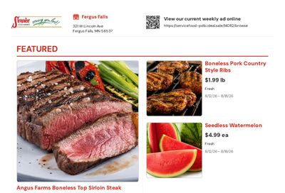 Service Food Market Fergus Falls Weekly Ad August 12 - 18, 2026