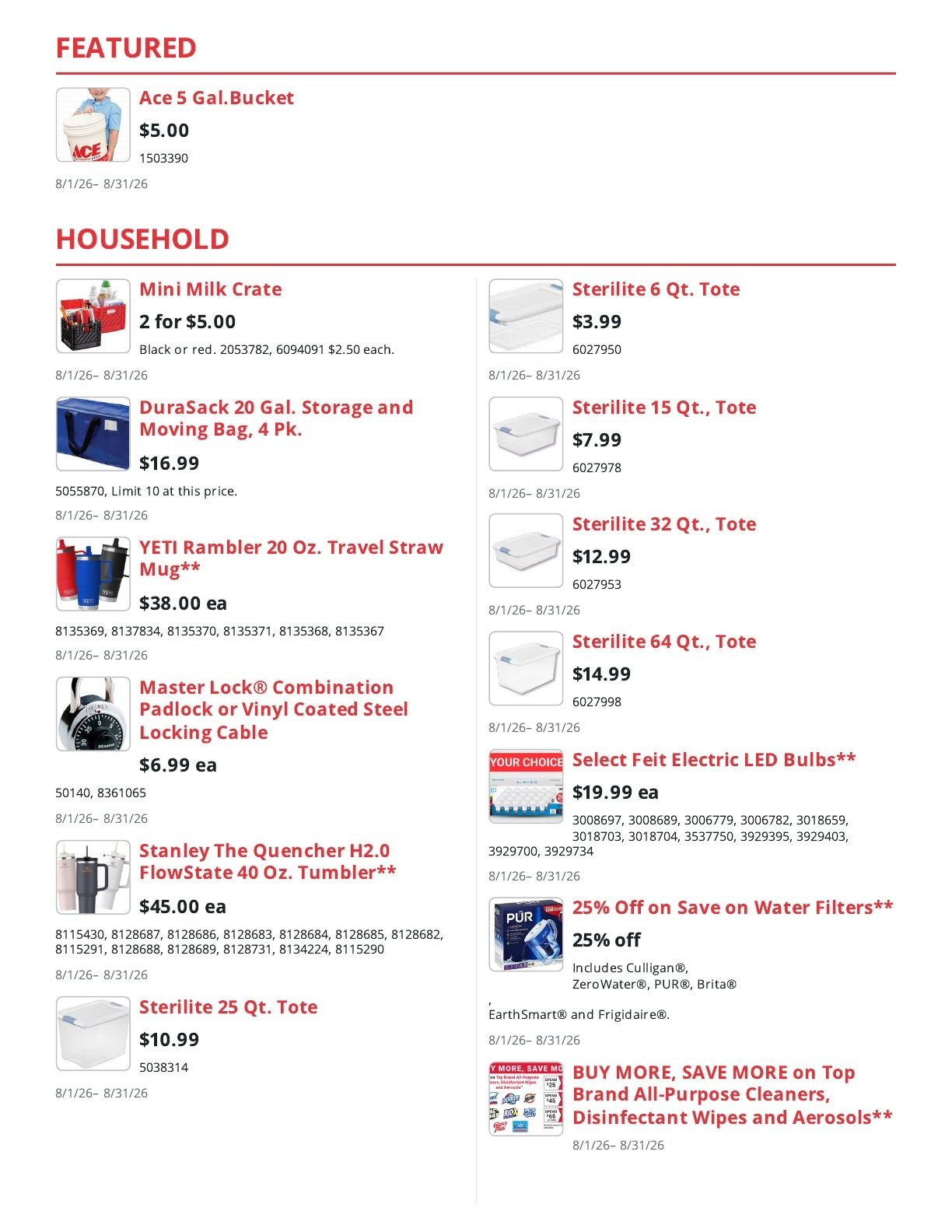 Schreiner Ace Hardware (2585 N High St, Columbus, OH) Weekly Ad August 1 - 31, 2026