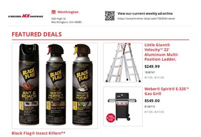 Schreiner Ace Hardware (Worthington, OH) Weekly Ad August 1 - 31, 2026