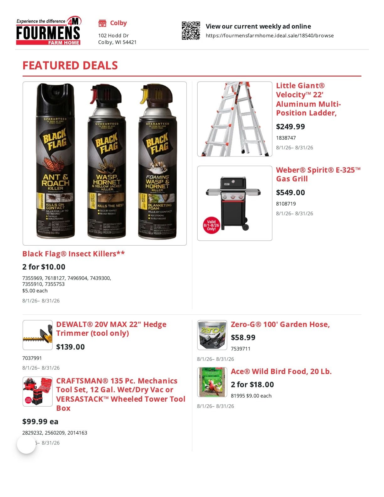 Fourmens Farm Home Weekly Ad August 1 - 31, 2026