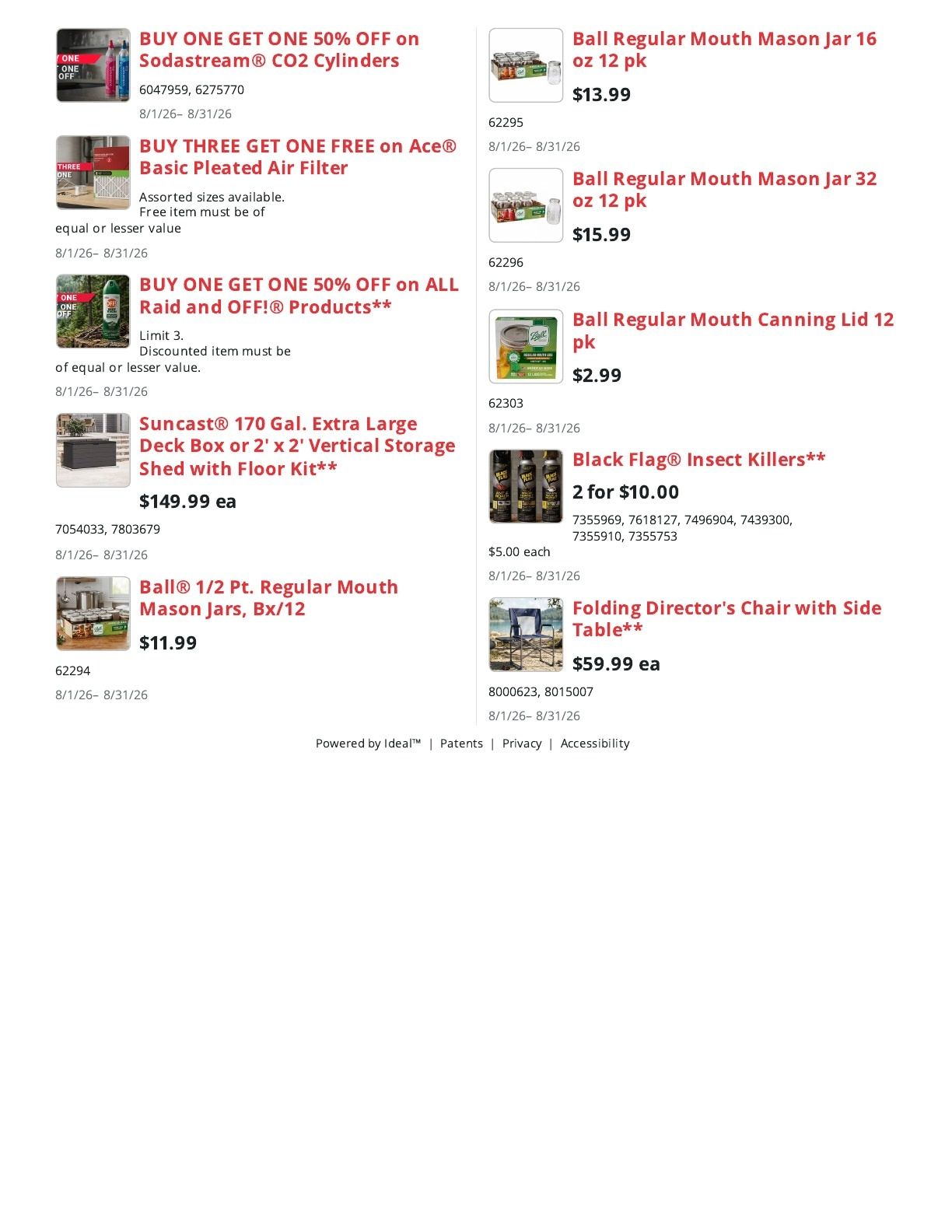 Kabelin Ace (Michigan City, IN) Weekly Ad August 1 - 31, 2026