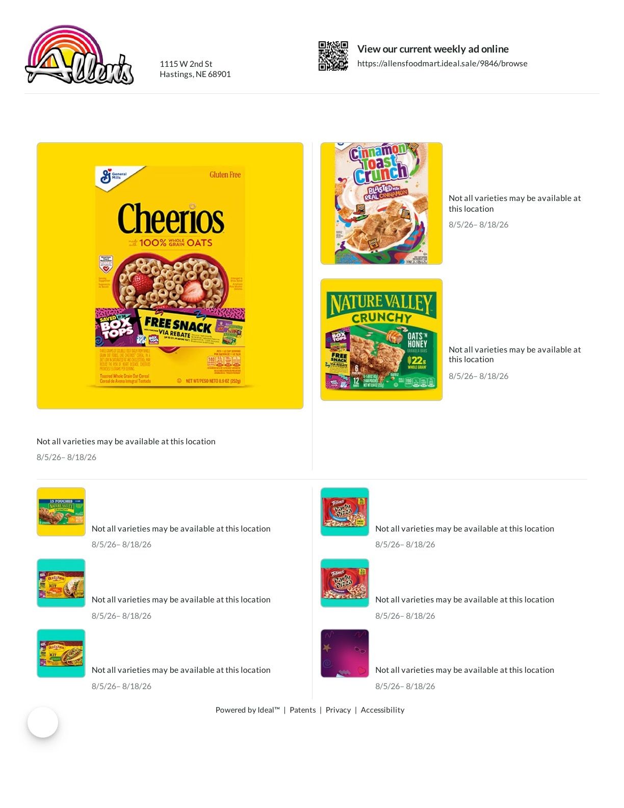 Allen's Food Mart Weekly Ad August 5 - 18, 2026