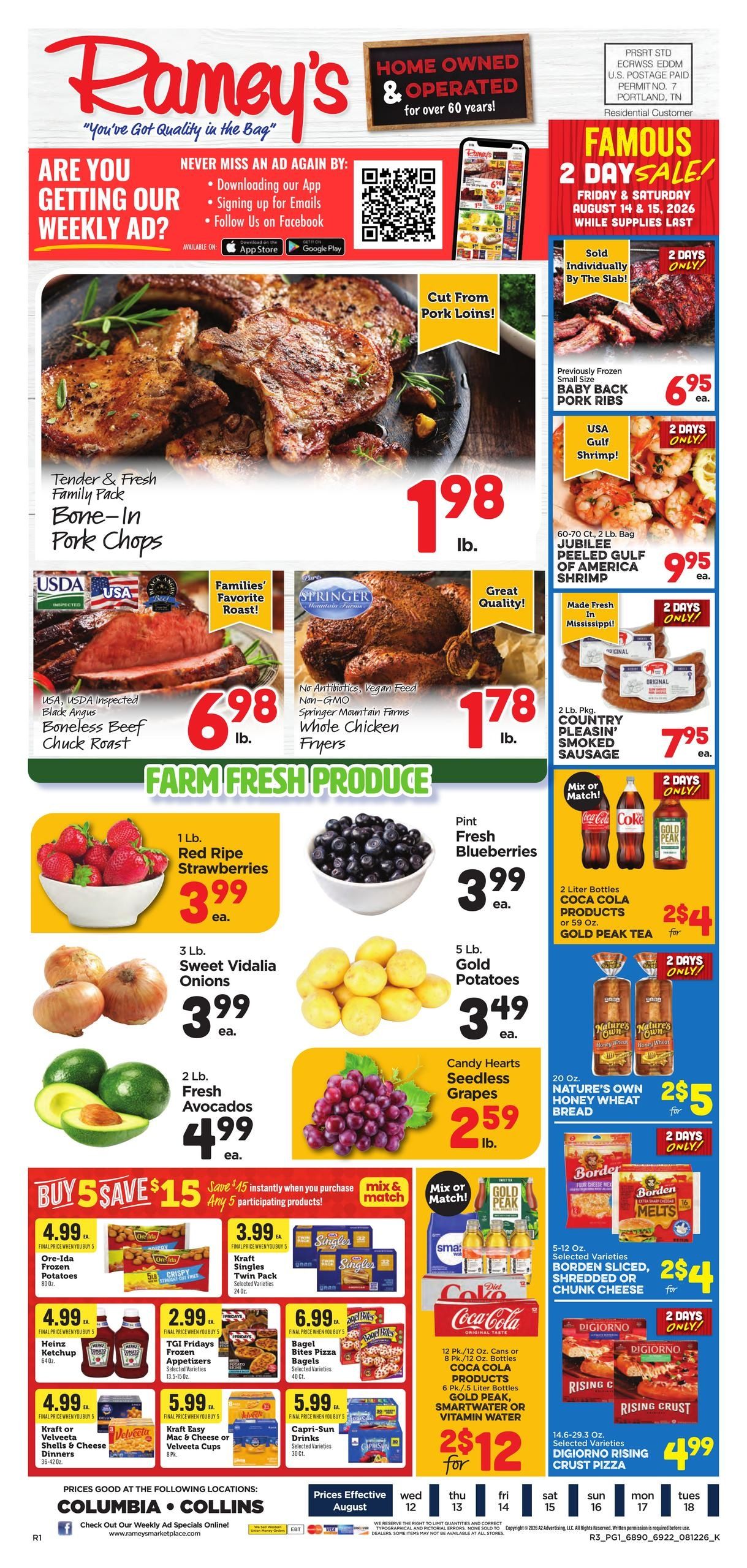 Ramey's (Seminary–Collins Area, MS) Weekly Ad August 12 - 18, 2026