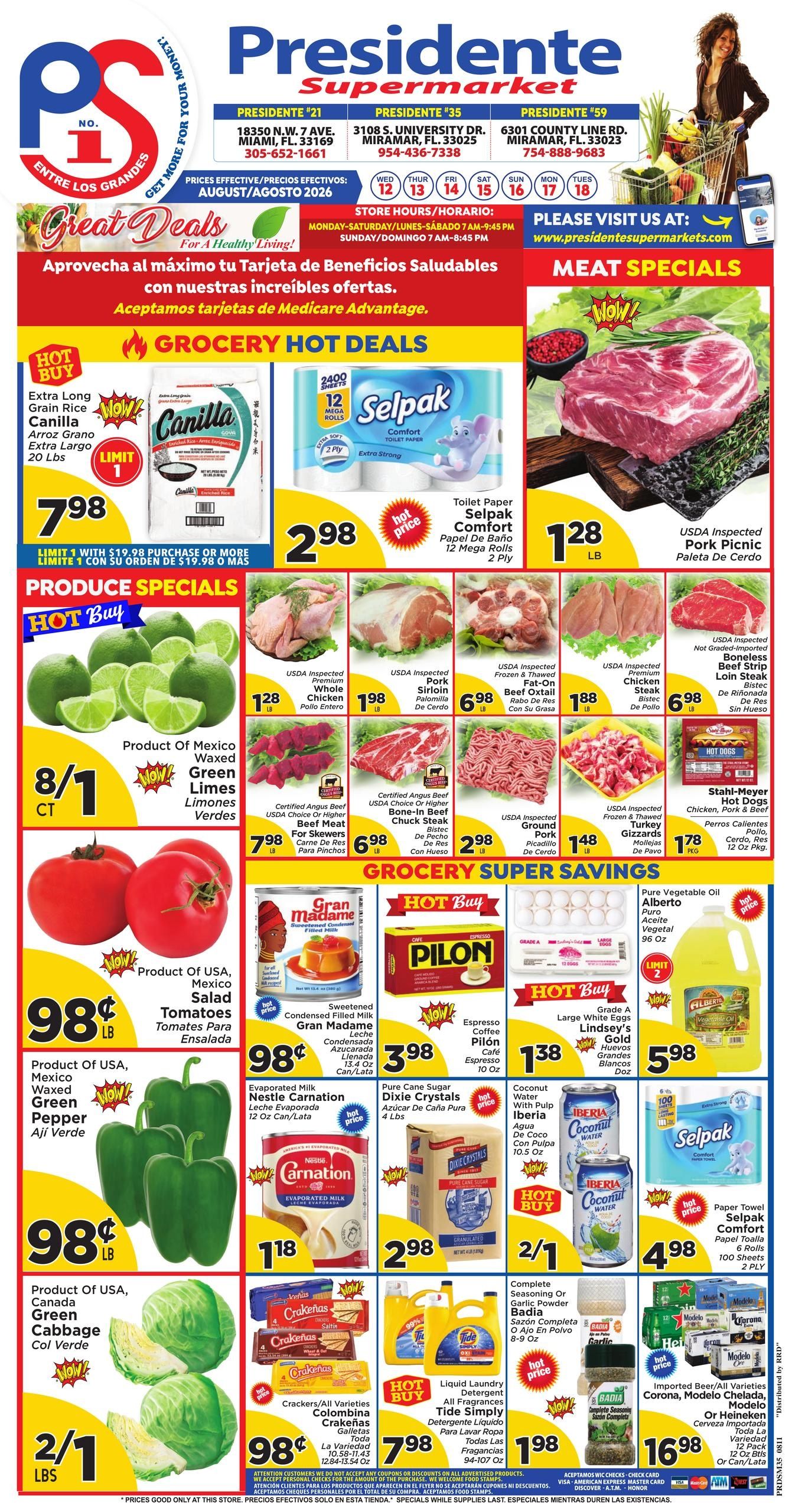 Presidente Supermarkets (Miami Gardens–Hollywood Area, FL) Weekly Ad August 12 - 18, 2026