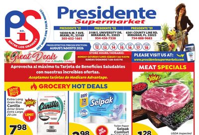 Presidente Supermarkets (Miami Gardens–Hollywood Area, FL) Weekly Ad August 12 - 18, 2026