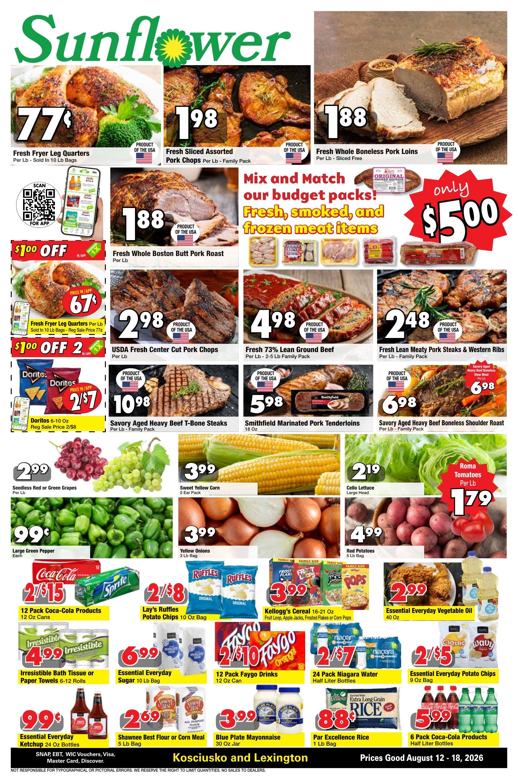 Sunflower Food Store Weekly Ad August 12 - 18, 2026