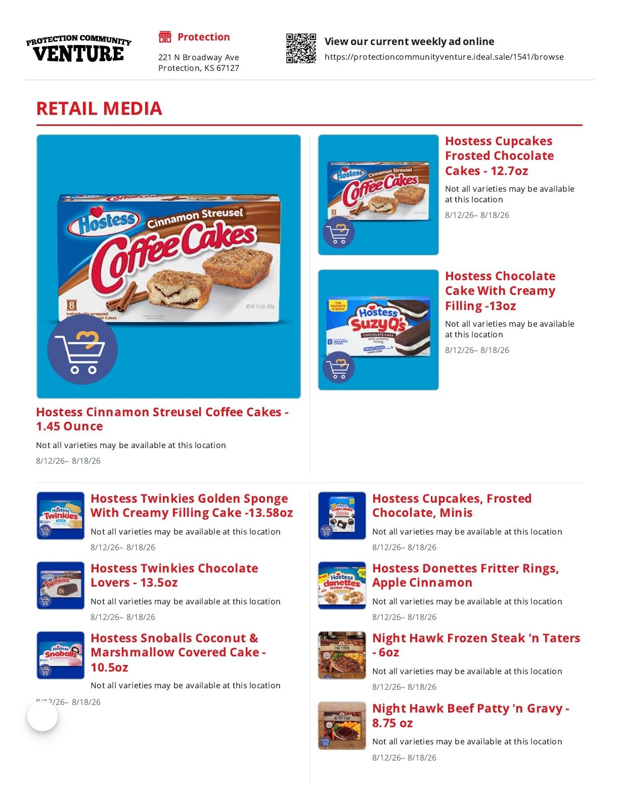 Protection Community Venture Weekly Ad August 12 - 18, 2026