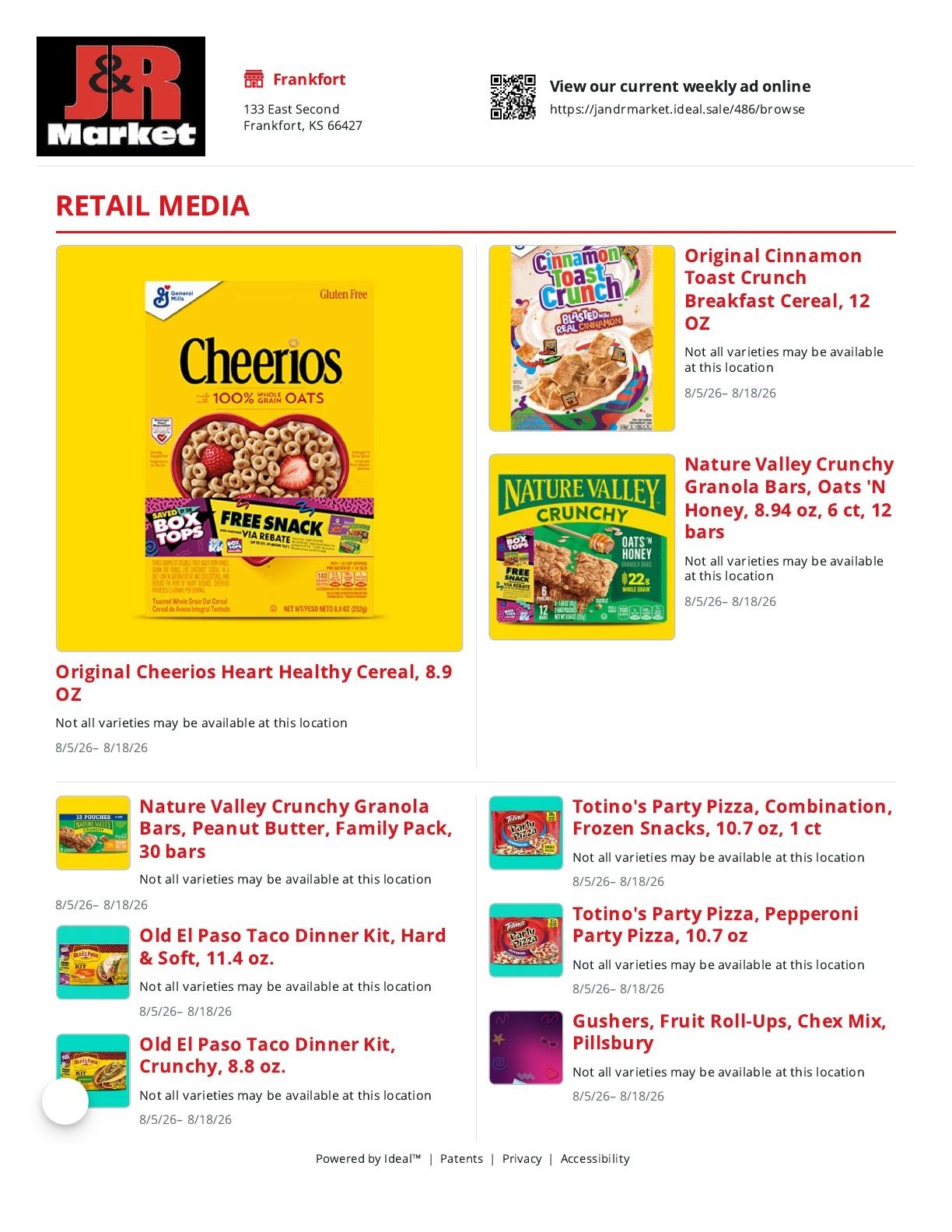 J&R Shurfine Foods Weekly Ad August 5 - 18, 2026
