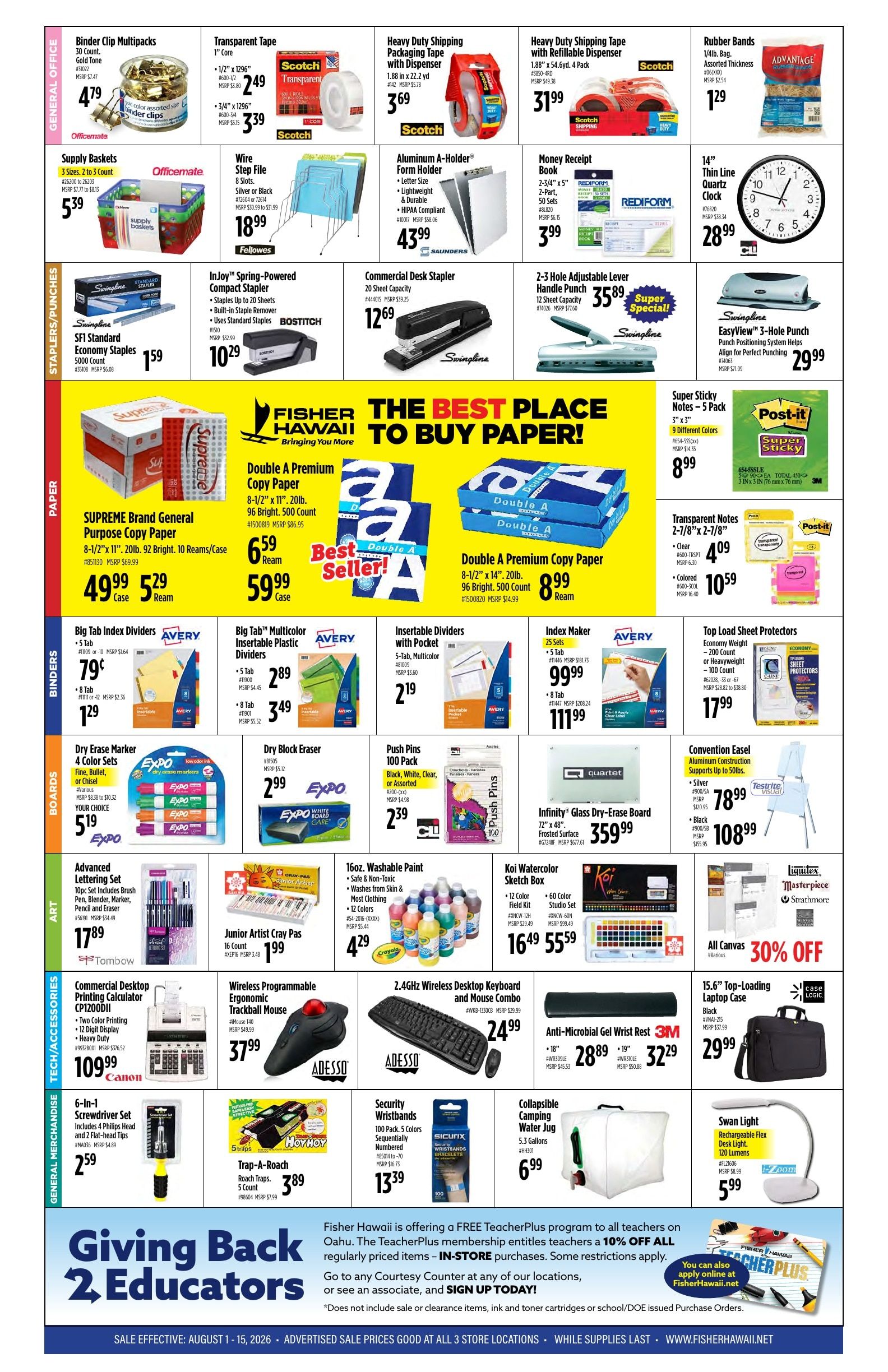 Fisher Hawaii Weekly Ad August 1 - 15, 2026