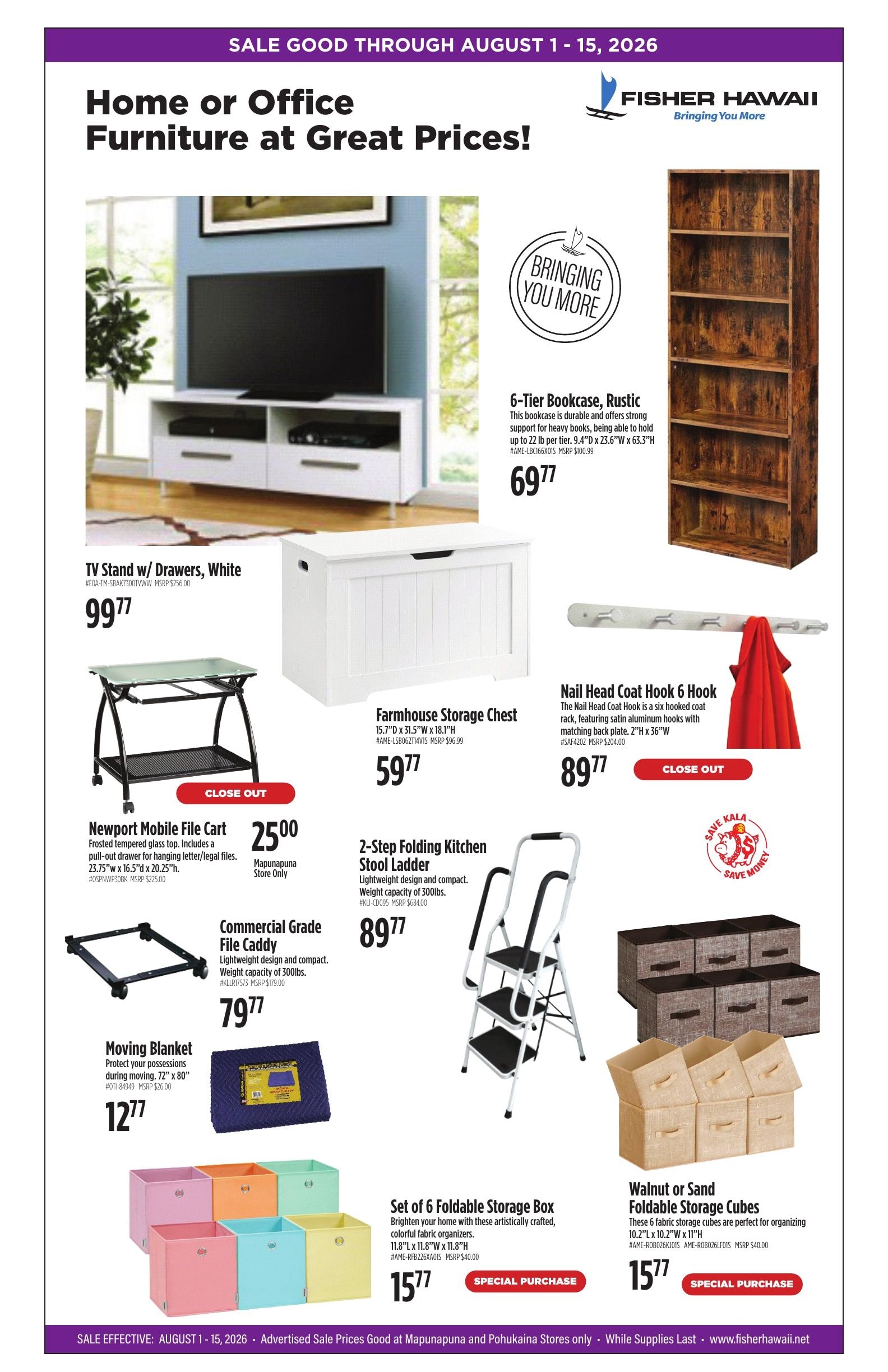 Fisher Hawaii Weekly Ad August 1 - 15, 2026