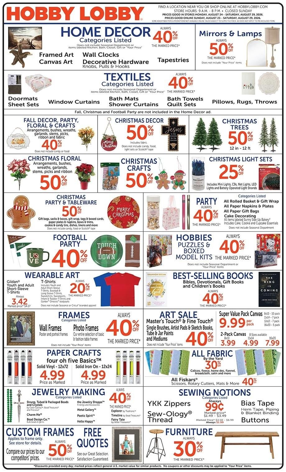 Hobby Lobby Weekly Ad August 23 - 29, 2026
