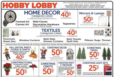 Hobby Lobby Weekly Ad August 9 - 15, 2026