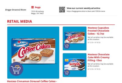 Beggs General Store Weekly Ad August 12 - 18, 2026