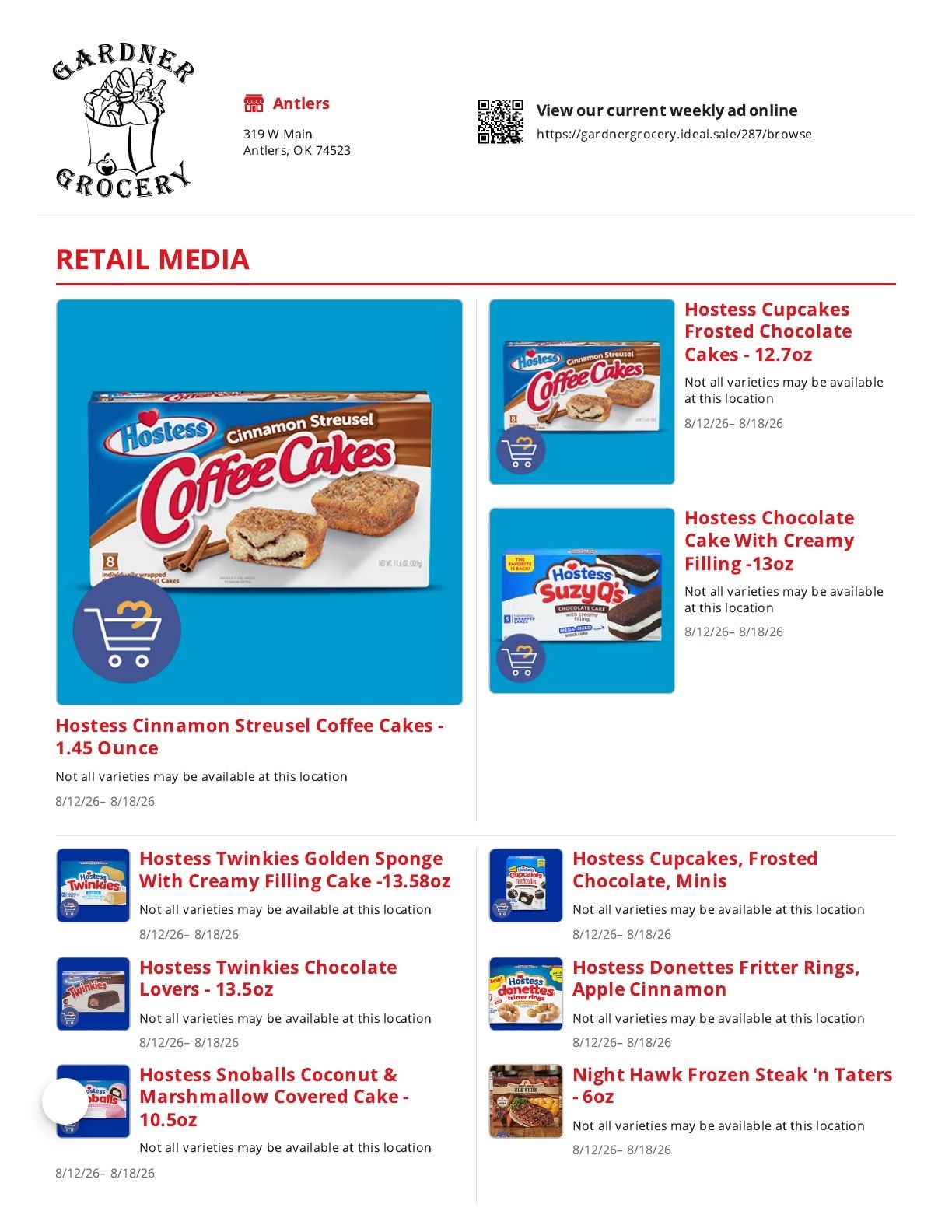 Gardner Grocery Weekly Ad August 12 - 18, 2026