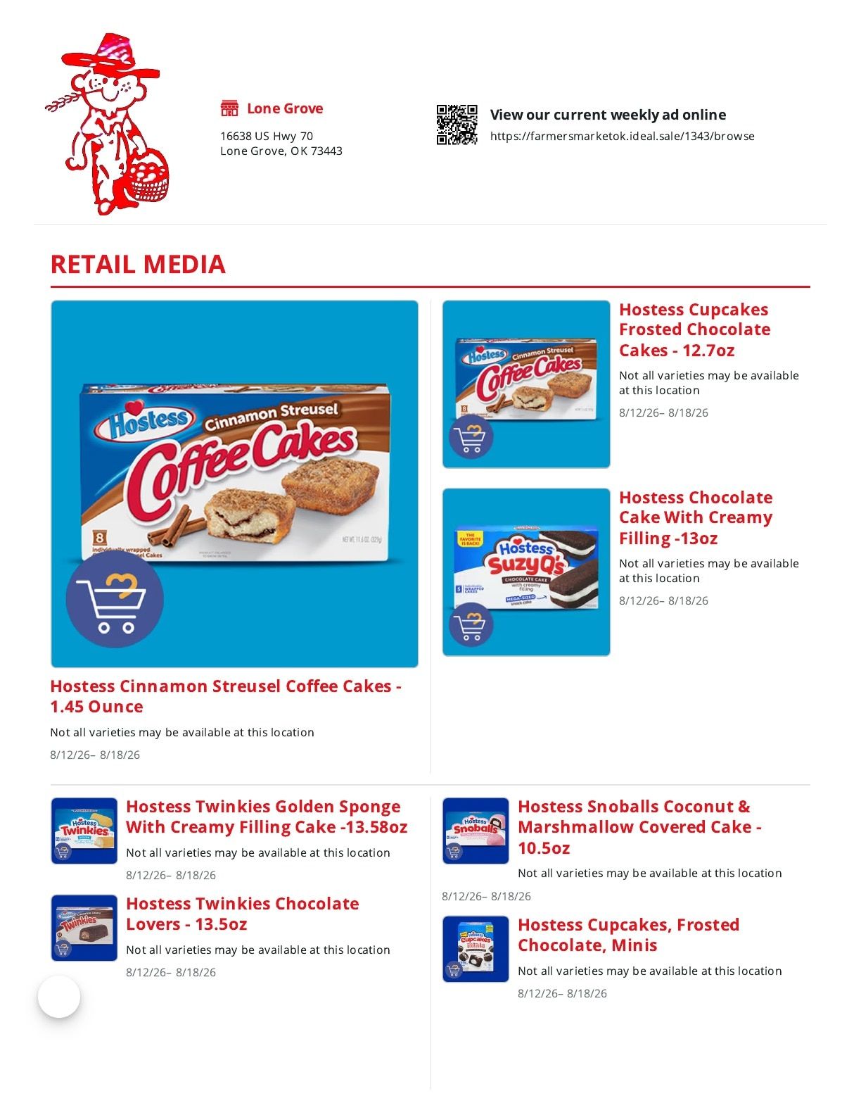 Farmer's Market Oklahoma (Lone Grove, OK) Weekly Ad August 12 - 18, 2026