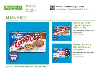 Green Spray Food Center Weekly Ad August 12 - 18, 2026