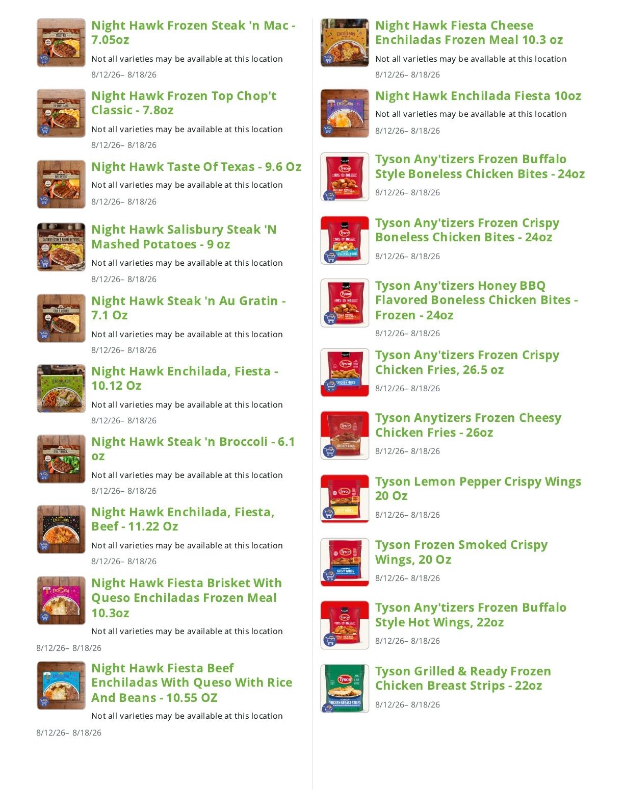 Green Spray Food Center Weekly Ad August 12 - 18, 2026