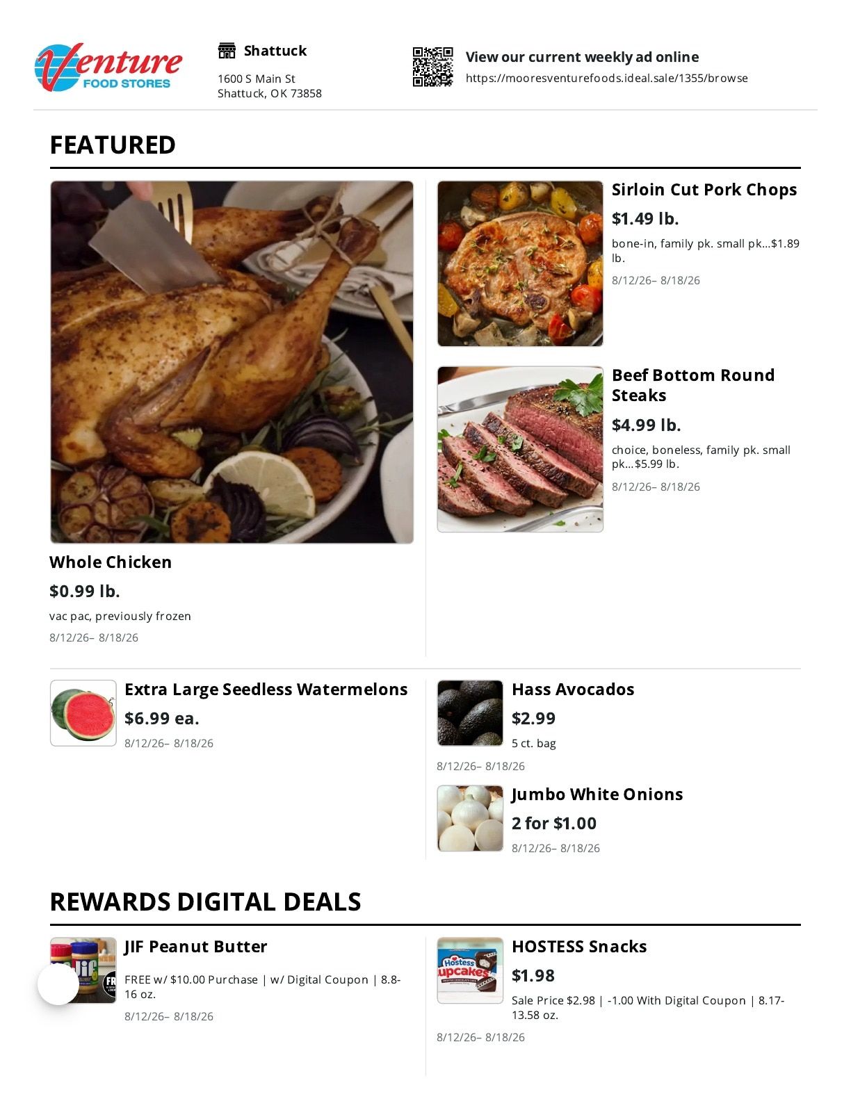 Moore's Venture Foods (Shattuck, OK) Weekly Ad August 12 - 18, 2026