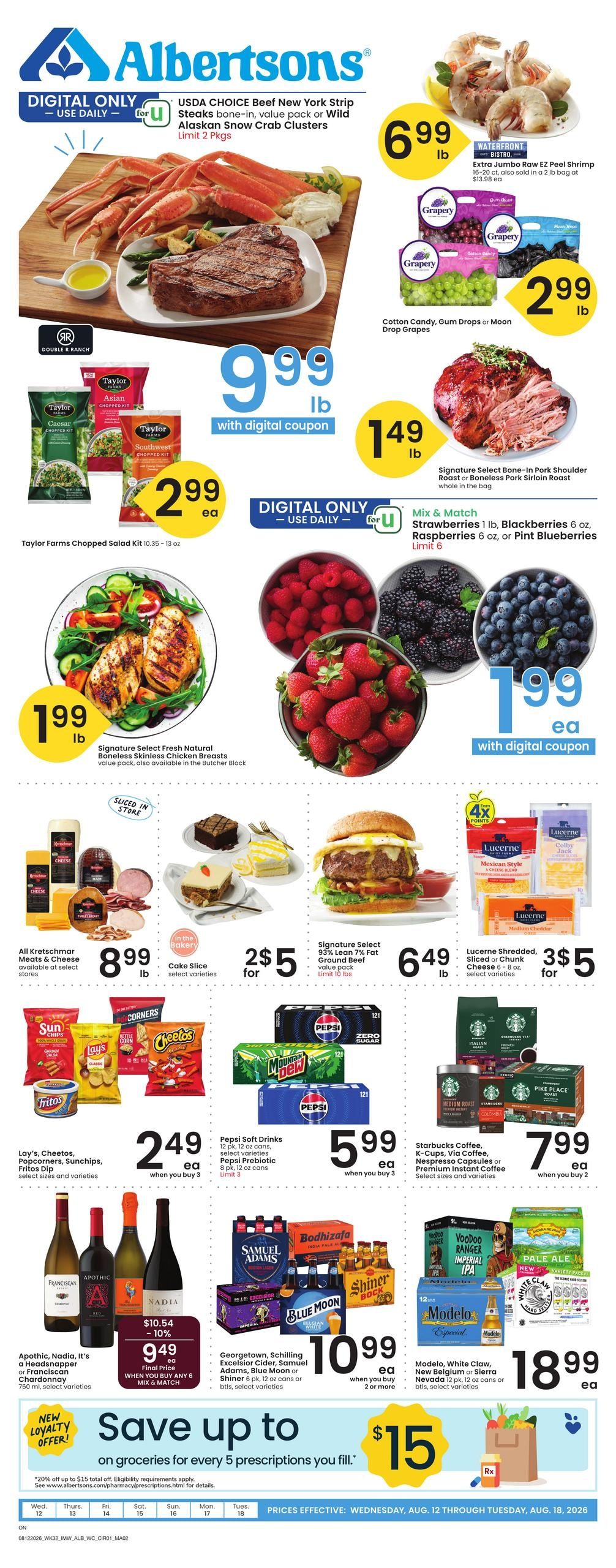 Albertsons (Ontario Area, OR) Bonus Online Savings Weekly Ad August 12 - 18, 2026