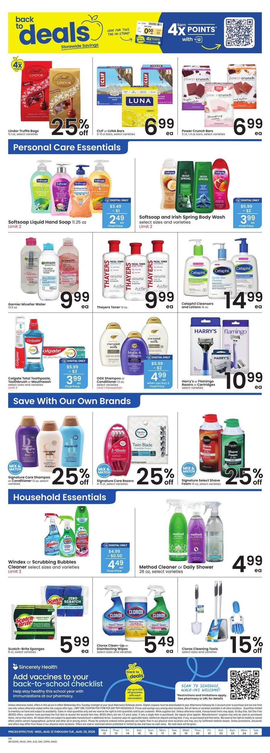 Albertsons (Ontario Area, OR) Bonus Online Savings Weekly Ad August 12 - 18, 2026