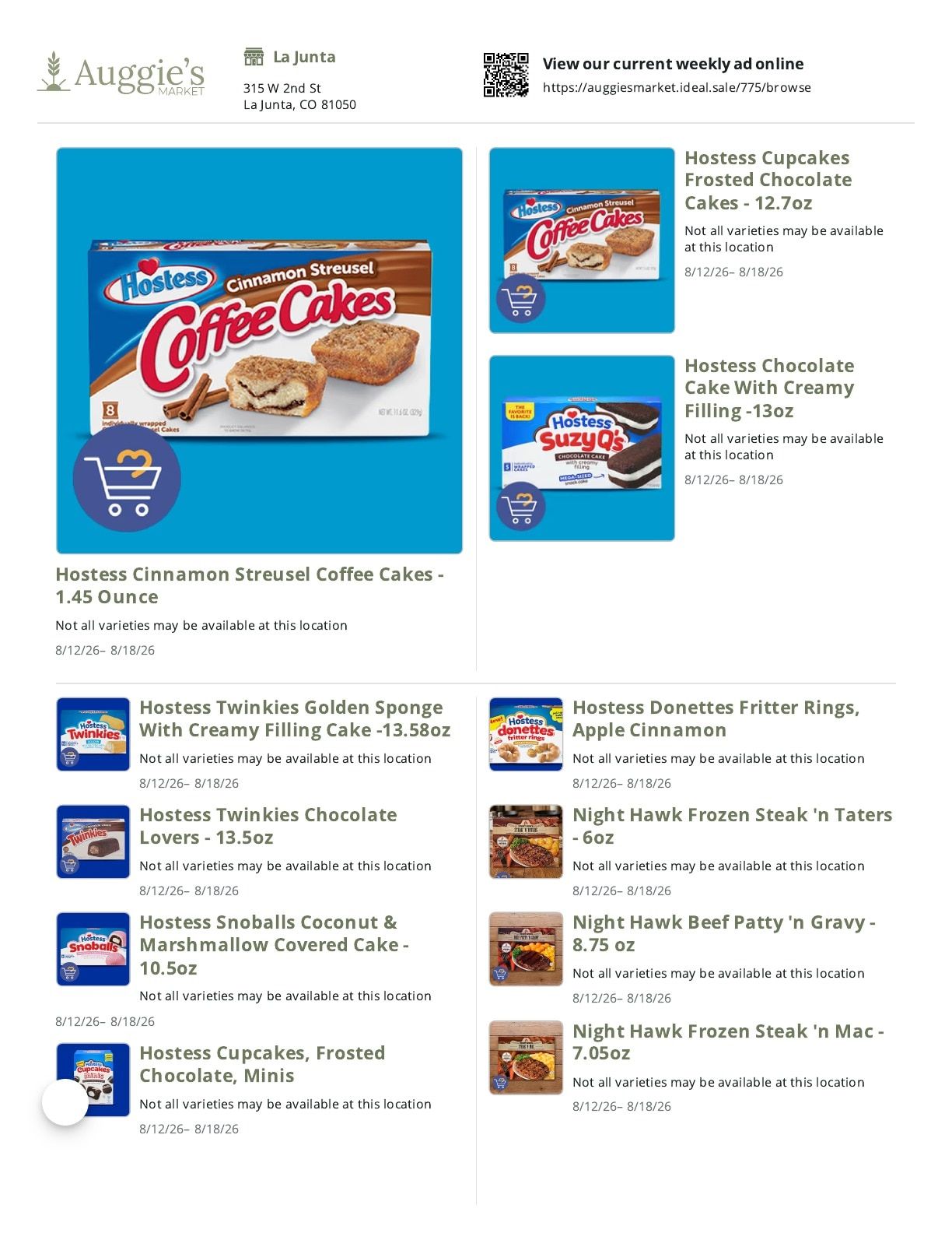 Auggie's Market Weekly Ad August 12 - 18, 2026