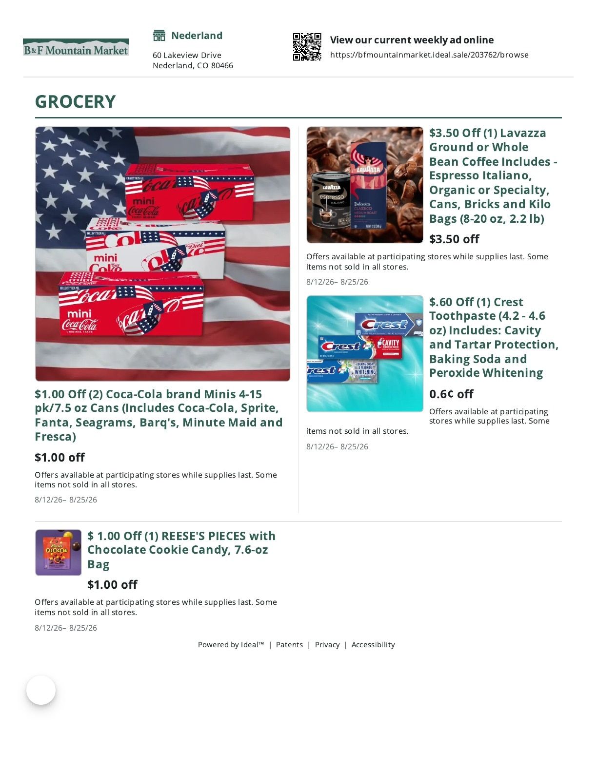 B & F Mountain Market Weekly Ad August 12 - 25, 2026