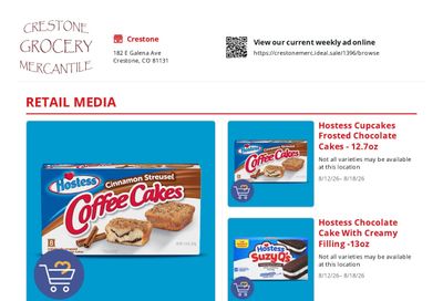 Crestone Mercantile Weekly Ad August 12 - 18, 2026